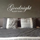 Slaapkamer muursticker - Goodnight sleep tight - Antraciet - 40x100cm