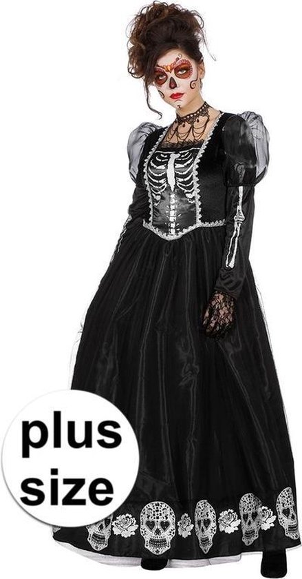Halloween - Grote maat Day of the Dead halloween gothic jurk voor dames 44 | bol.com