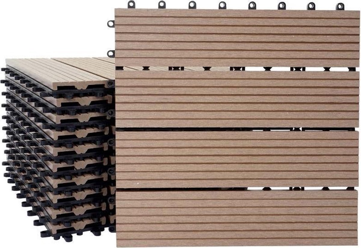 WPC hout vloertegel 11 stuks (L)