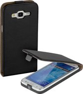 Zwart eco lederen flipcase Samsung Galaxy J5 Telefoonhoesje