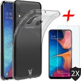 Samsung A20e Hoesje en 2x Samsung A20e Screenprotector - Samsung Galaxy A20e Hoesje Transparant + Screen Protector - Hoesje Samsung A20e - Screenprotector Samsung A20e