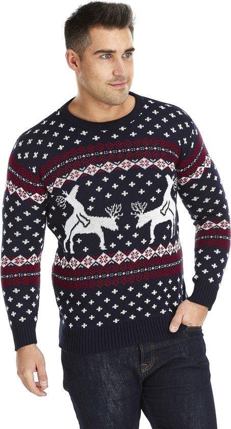 Foute Kersttrui Heren - Christmas Sweater "Rendieren doen een Spelletje" - Kerst trui Mannen Maat XL