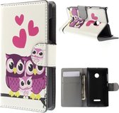 Owl love agenda wallet case hoesje Microsoft Lumia 532