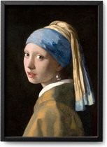 Poster Johannes Vermeer – A3 - 30 x 42 cm - Inclusief lijst (Zwart Aluminium)