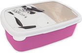 Broodtrommel Roze - Lunchbox - Brooddoos - Verf - Design - Abstract - 18x12x6 cm - Kinderen - Meisje