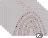 Regenboog - Pastel - Abstract - Tafel - Placemats - Onderleggers placemat - Placemat - 45x30 cm - 6 stuks