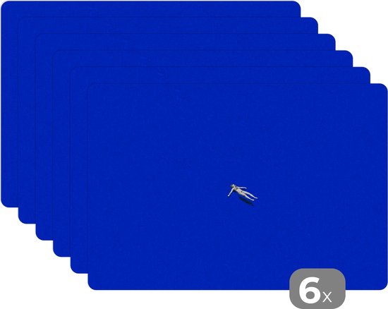 Placemat - Vrouw - Blauw - Vintage - Placemats - Tafel - 45x30 cm - 6 stuks