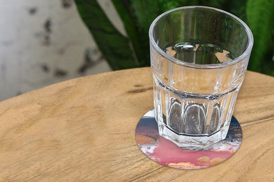 Sous-verres pour verres - Rond - Abstrait - Peinture - Design - 10x10 cm - Sous-verres en verre - 6 pièces