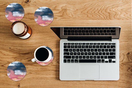 Sous-verres pour verres - Rond - Abstrait - Peinture - Design - 10x10 cm - Sous-verres en verre - 6 pièces