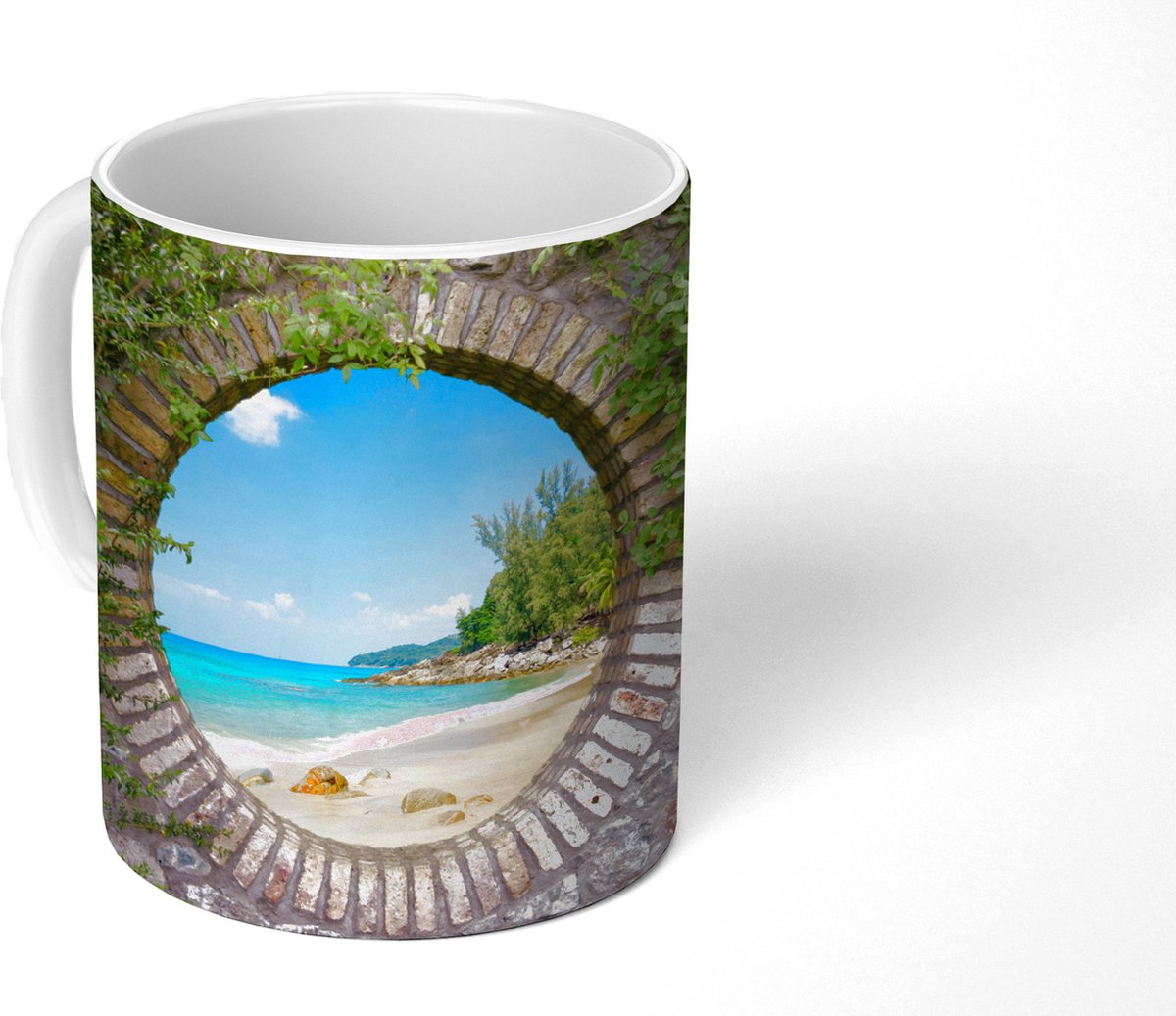 Mok - Koffiemok - Strand - Zee - Doorkijk - Zomer - Mokken - 350 ML - Beker - Koffiemokken - Theemok