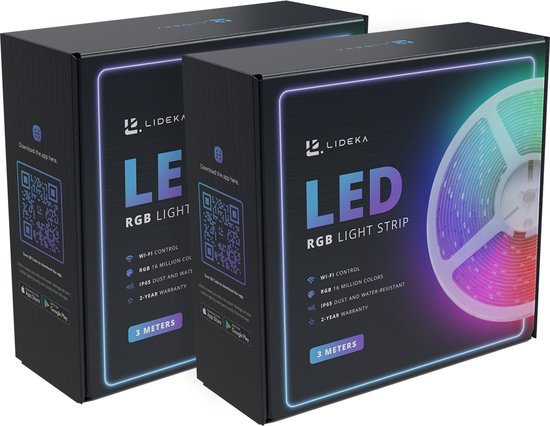 verraden pijn doen Doodskaak Lideka® - Slimme LED Strip - 2x 3 Meter Pakket - RGB Verlichting -  Zelfklevend -... | bol.com