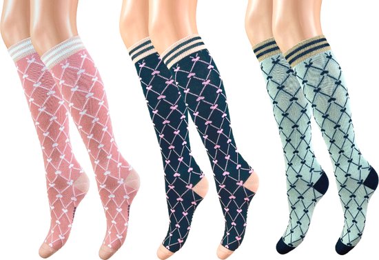 3 paires de Chaussettes hautes filles - Hartjes - Sans couture - Mix - Taille 23-26