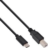 USB-C naar USB-B kabel - USB2.0 - tot 1A / zwart - 5 meter