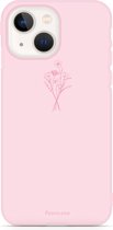 iPhone 14 Plus hoesje TPU Soft Case - Back Cover - Roze / veldbloemen