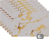 Set de table - Napperons en plastique - Marbre - Wit - Or - Luxe - 45x30 cm - 6 pièces - Résistant à la chaleur - Antidérapant - Pad - Amovible
