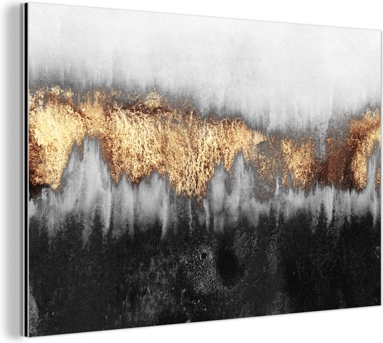 Wanddecoratie Metaal - Aluminium Schilderij Industrieel - Gold - Chic - Abstract - 150x100 cm - Dibond - Foto op aluminium - Industriële muurdecoratie - Voor de woonkamer/slaapkamer