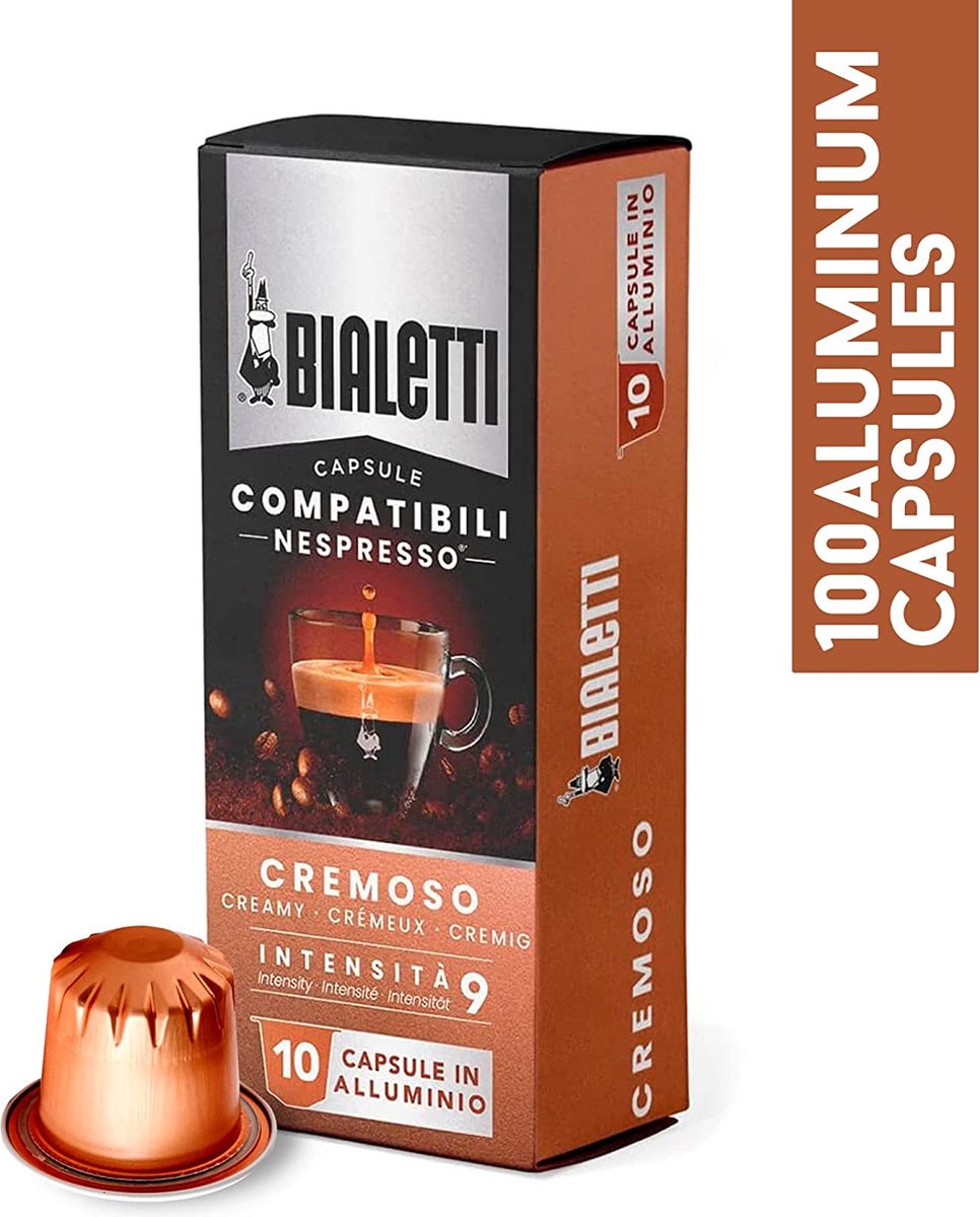 Bialetti Cremoso - Nespresso Compatible Capsules - 10 x 10st