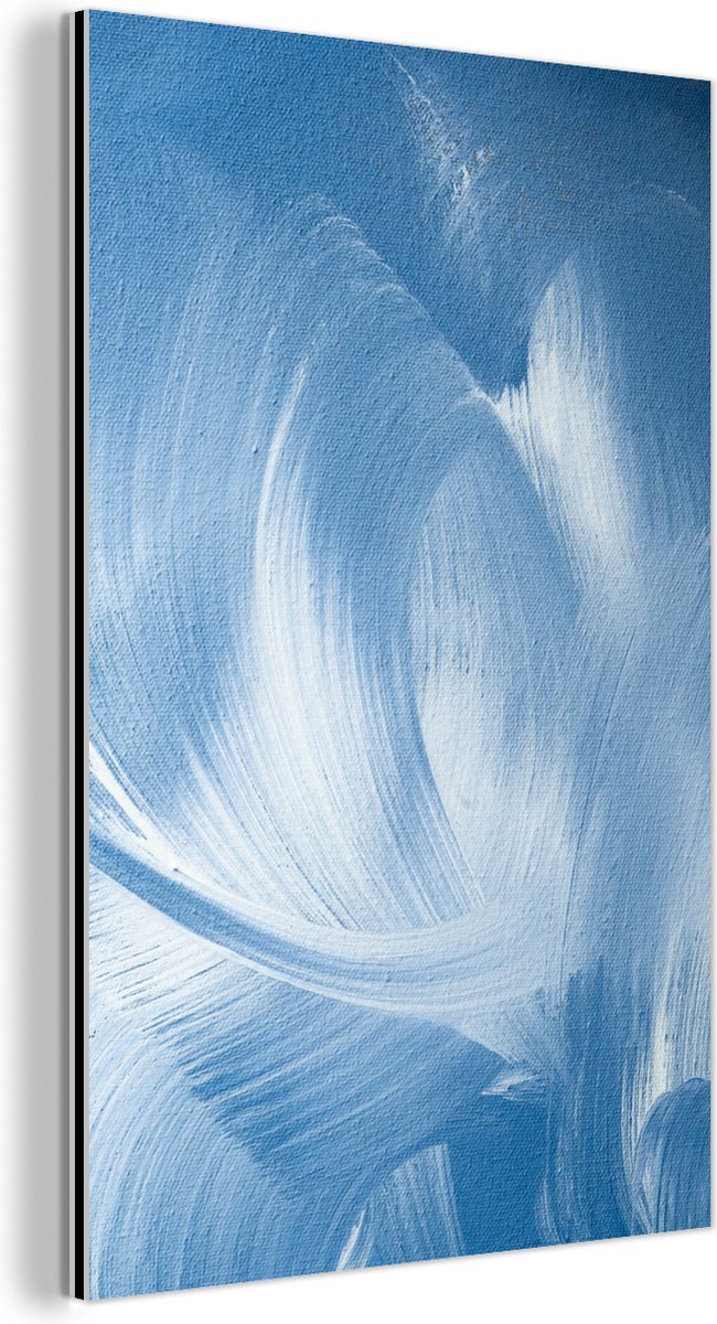 Wanddecoratie Metaal - Aluminium Schilderij Industrieel - Blauw - Acrylverf - Design - 20x30 cm - Dibond - Foto op aluminium - Industriële muurdecoratie - Voor de woonkamer/slaapkamer