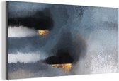 Wanddecoratie Metaal - Aluminium Schilderij Industrieel - Wolken - Gold - Abstract - 120x60 cm - Dibond - Foto op aluminium - Industriële muurdecoratie - Voor de woonkamer/slaapkamer