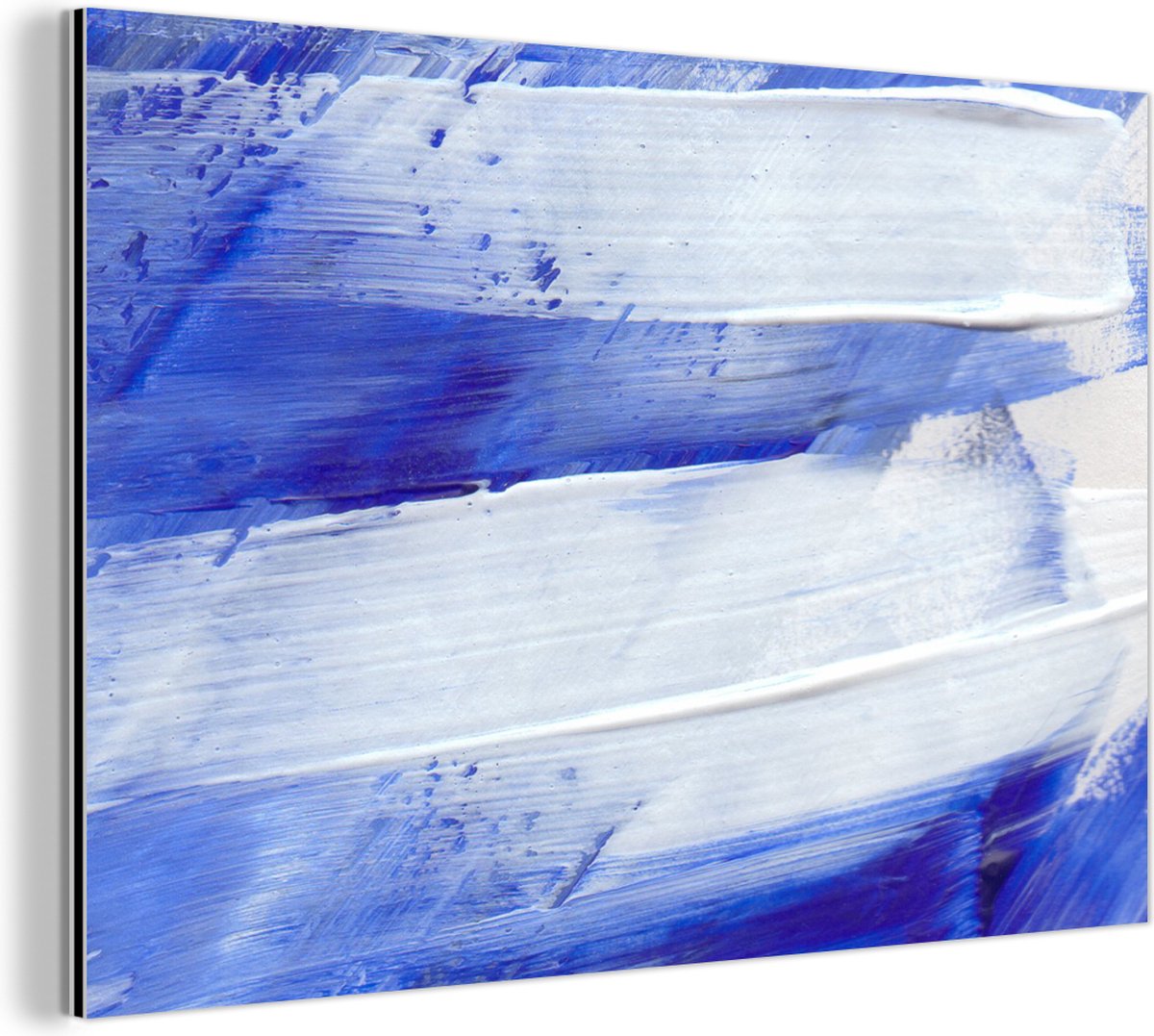 Wanddecoratie Metaal - Aluminium Schilderij Industrieel - Verf - Design - Blauw - 120x80 c
