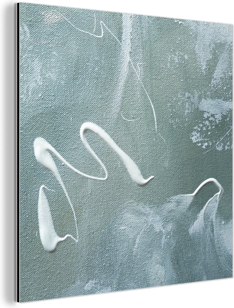 Wanddecoratie Metaal - Aluminium Schilderij Industrieel - Acrylverf - Design - Abstract - 90x90 cm - Dibond - Foto op aluminium - Industriële muurdecoratie - Voor de woonkamer/slaapkamer