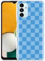 Hoesje geschikt voor Samsung Galaxy A13 5G Blauw Dambordpatroon