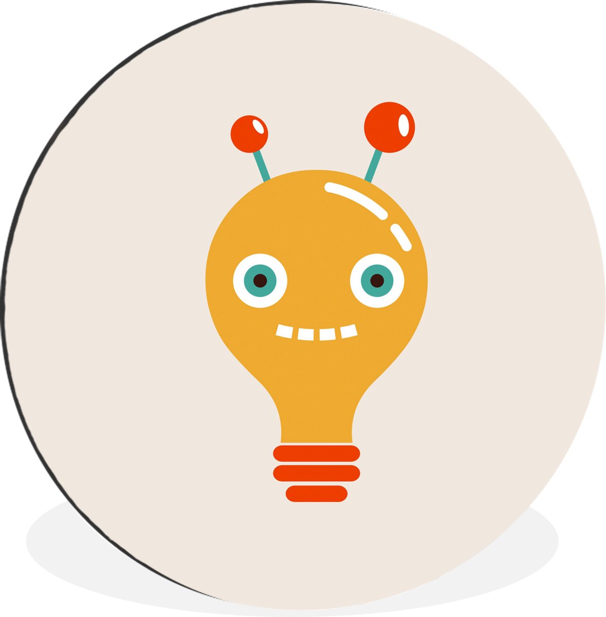 WallCircle - Wandcirkel - Muurcirkel - Robot - Gloeilamp - Gezicht - Antenne - Kinderen -