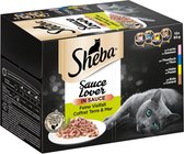 4x Sheba sauce lover mix selectie in saus: zalm, tonijn kip eend 8x 85gr