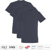 3 Pack Sol's Heren T-Shirt 100% biologisch katoen Ronde hals Mouse Grey Maat M