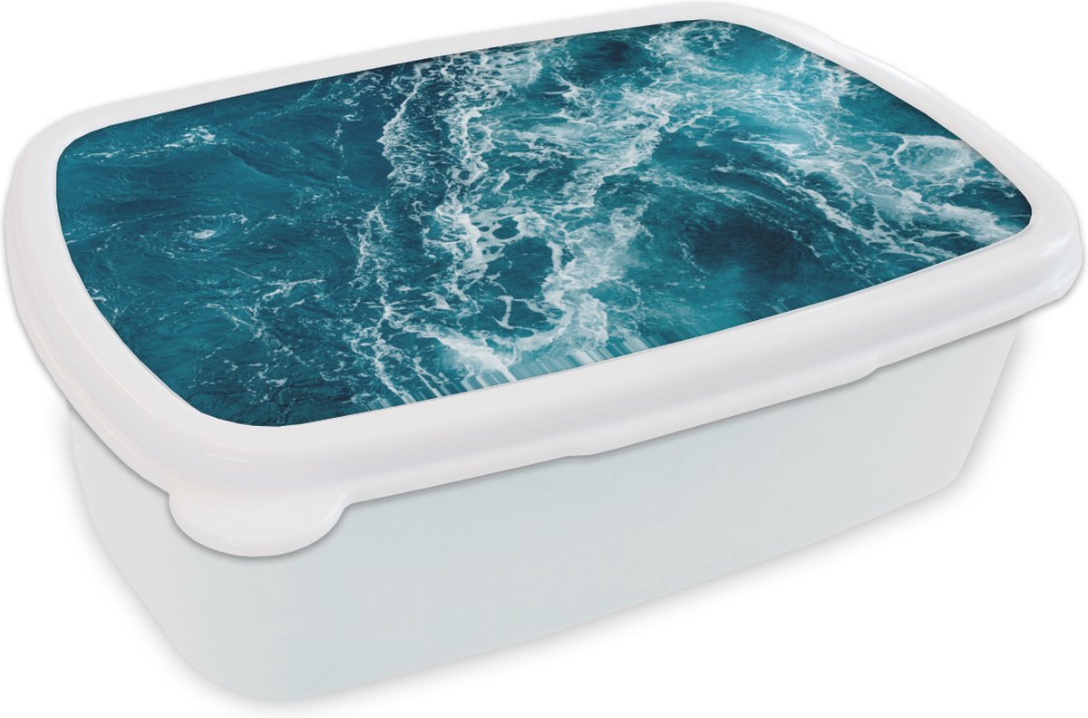 Broodtrommel Wit - Lunchbox - Brooddoos - Zee - Water - Golf - 18x12x6 cm - Volwassenen