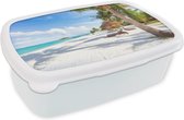 Broodtrommel Wit - Lunchbox - Brooddoos - Strand - Zee - Palmbomen - 18x12x6 cm - Volwassenen