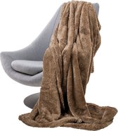 Heerlijk Warm Ultra Soft Pluche Fleece Deken – Fleece Plaid - 150x200CM – Plaids - Taupe - interérior serie Plaids & Grand Foulards