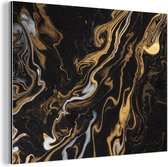 Wanddecoratie Metaal - Aluminium Schilderij Industrieel - Marmer - Zilver - Goud - Abstract - 40x30 cm - Dibond - Foto op aluminium - Industriële muurdecoratie - Voor de woonkamer/slaapkamer