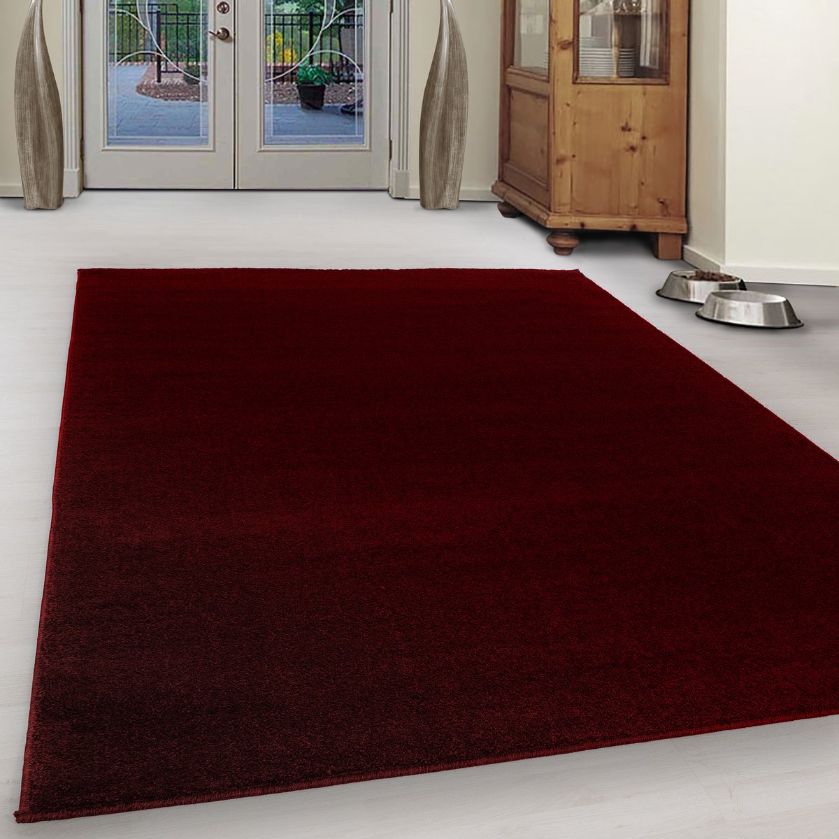 Flycarpets Liam Effen Rood Vloerkleed - Voor binnen - Laagpolig - 240x340 cm