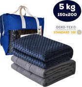Verzwaringsdeken 5kg - Voor Personen tussen de 45 en 69kg - 4 Seizoenen Zwaartedeken - OEKO-TEX Katoen - Gravity/Weighted Blanket - Incl. Bamboo Minky Deken hoes - 150x200cm