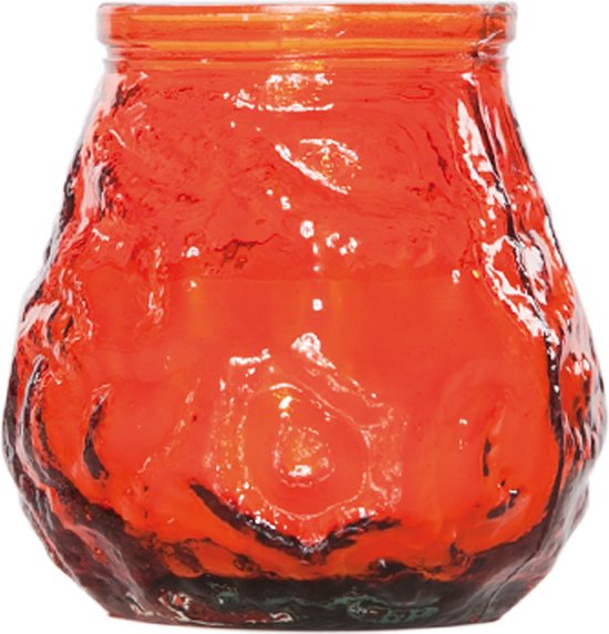 1x Oranje mini lowboy tafelkaarsen 7 cm 17 branduren - Kaars in glazen houder - Horeca/tafel/bistro kaarsen - Tafeldecoratie - Tuinkaarsen