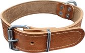 K9 World by van der Veeke, halsband, tuig leer bruin, 4cm breed, 45-55cm