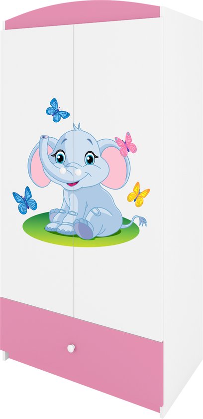 Kocot Kids - Kledingkast babydreams roze babyolifant - Halfhoge kast - Roze