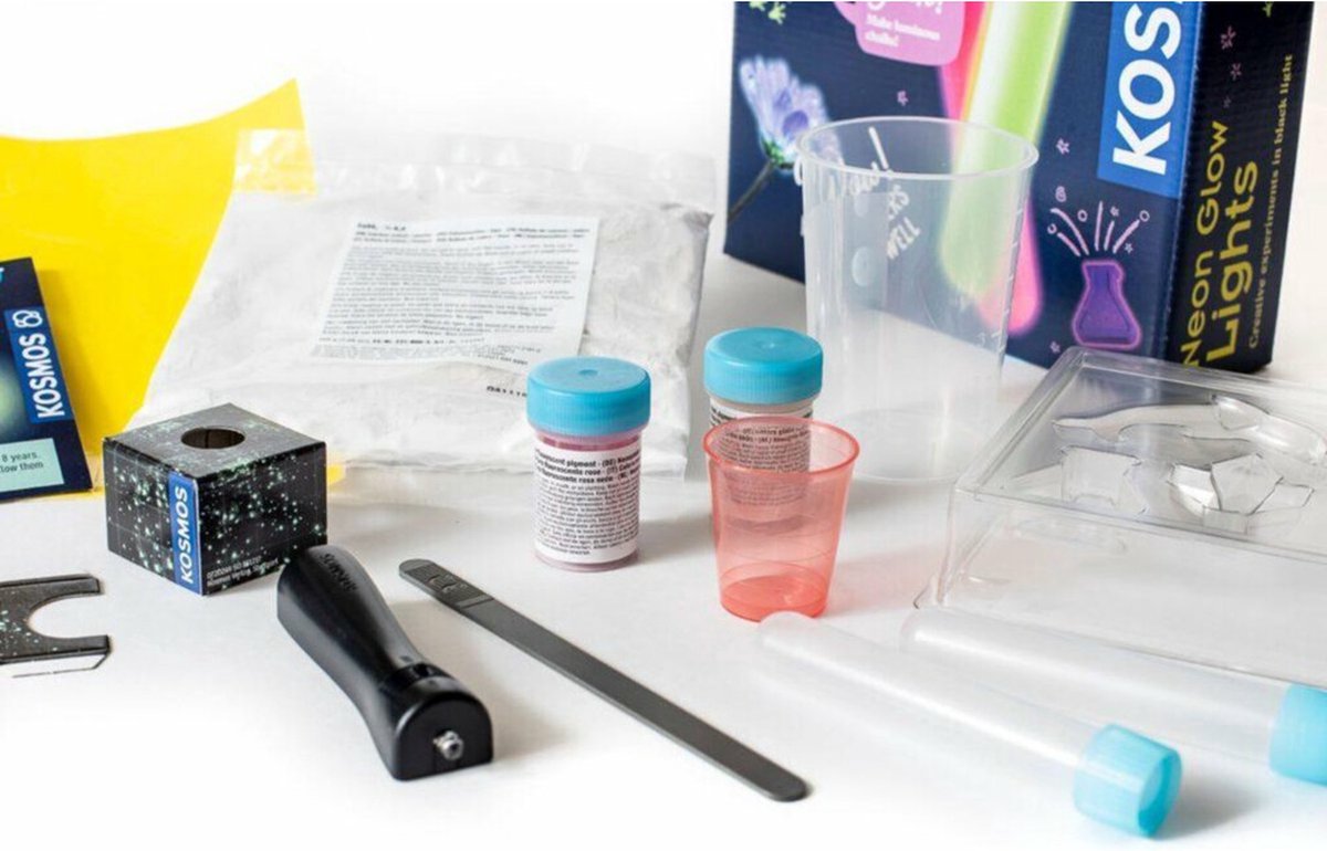 KOSMOS Neon Glow Lights - Experimente met UV-Licht - Maak Neonverf, Gipsfiguren en Lichtgevende Kunstwerken - Inclusief UV-Lamp - Creatieve STEM Experimenteerset - Vanaf 8 Jaar — afbeelding 13