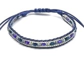 Armband Dames - Glaskralen - Verstelbaar - Donkerblauw