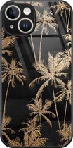 Casimoda® hoesje - Geschikt voor iPhone 14 - Palmbomen - Luxe Hard Case Zwart - Backcover telefoonhoesje - Zwart