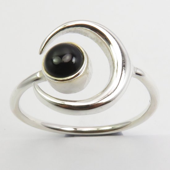 Natuursieraad -  925 sterling zilver onyx ring maat 19.00 mm - luxe edelsteen sieraad - handgemaakt