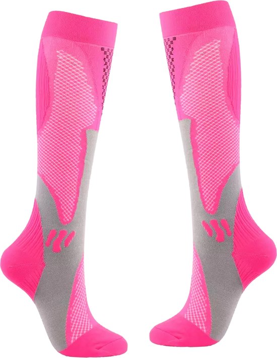 MyStand Compressie Sokken Voor Hardlopen - Steunkousen Vliegtuig - Maat L/XL - Roze
