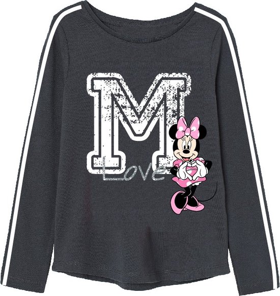 Minnie Mouse longsleeve shirt Love met glitters zwart maat 104