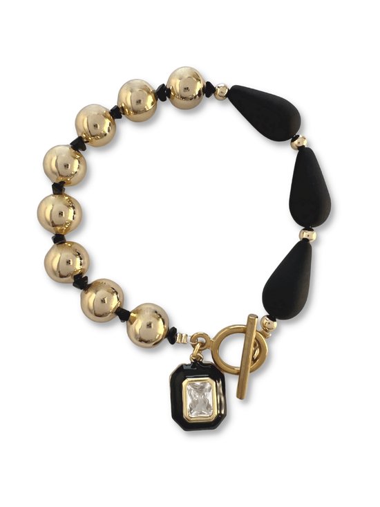 Zatthu Jewelry - N22FW498 - Bracelet Jami avec perles noires et pendentif