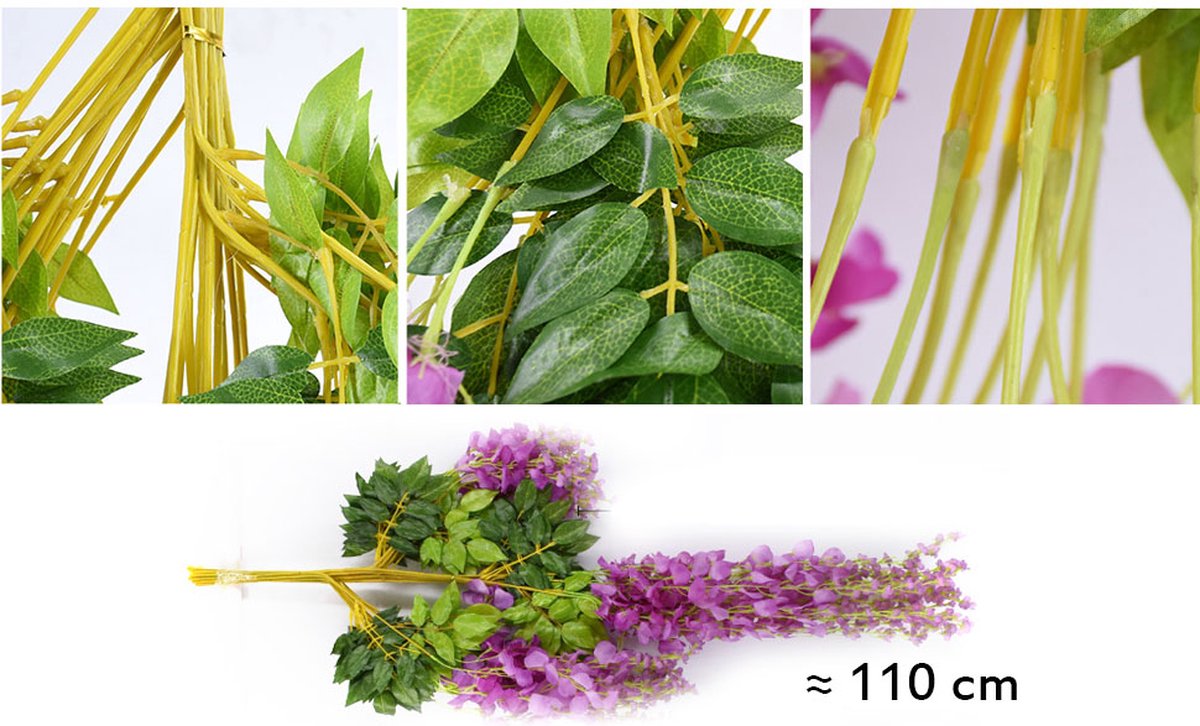 12 Stuks Kunstmatige Zijde Wisteria Wijnstok Ratta Opknoping Bloem Slinger String Home Party Bruiloft Decoraties