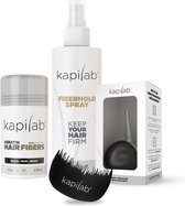 Kapilab Hair Fibers Starterset Zwart - Hair fibers 14 gr + Fiberhold Spray 100 ml + Toolkit - Alles voor direct voller haar