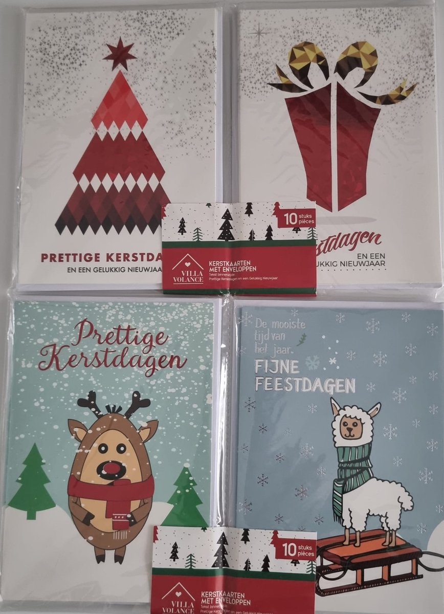 Willekeurige Set Kerstkaarten met enveloppen - 20 stuks