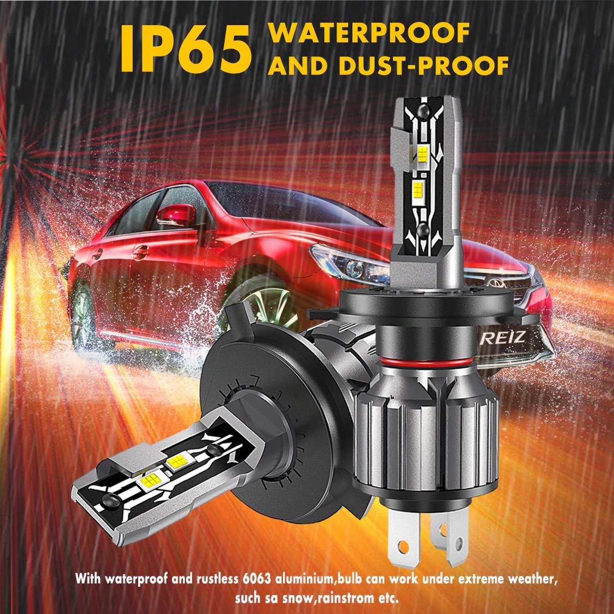 TLVX H4 30000 Lumen Perfect fit LED lampen 6000k Helder Wit (set 2 stuks), CANBUS, CSP LED CHIP, 100 Watt, Auto - Scooter - Vespa - Motor - Dimlicht - Grootlicht - Koplampen - Autolamp - Autolampen 12V – foto 3