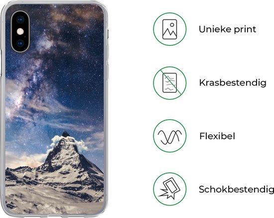 Coque iPhone X - Montagnes - Étoiles - Univers - Coque en Siliconen téléphone